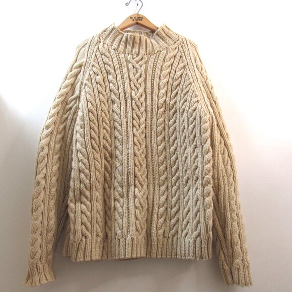 Aran Hand Knit Cabled Wool Sweater Knitted by Mom - Picture 3 of 5